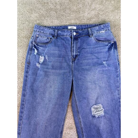 Kensie Blue Distressed Wide Leg Jeans Size 14 But Fit Like A 12 - Picture 4 of 15
